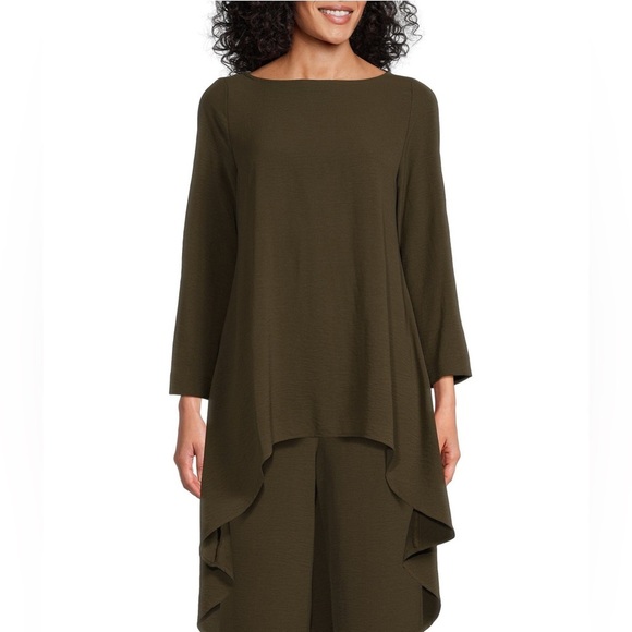 VTG Caroline Rose,Matte Crepe Crew Neck 3/4 Sleeve,High-Low Hem Top, EUC, Size M - Picture 11 of 12